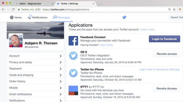 Which third party services have you granted access to your Twitter account?